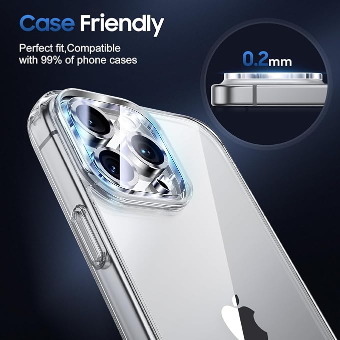 UniqueMe for 3 Pack iPhone 16 Pro/iPhone 16 Pro Max Camera Lens Protector - [Drop Protection] [Case Friendly] 9H Tempered Glass Camera Cover Screen [Update New Version] - Silver