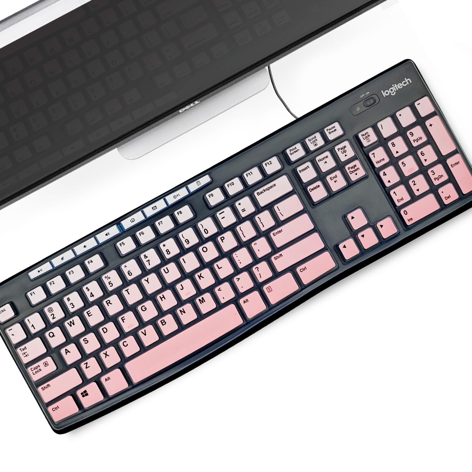 for Logitech K200 K260 K270 Keyboard Skin，Stain-Resistant（Gradient Pink）