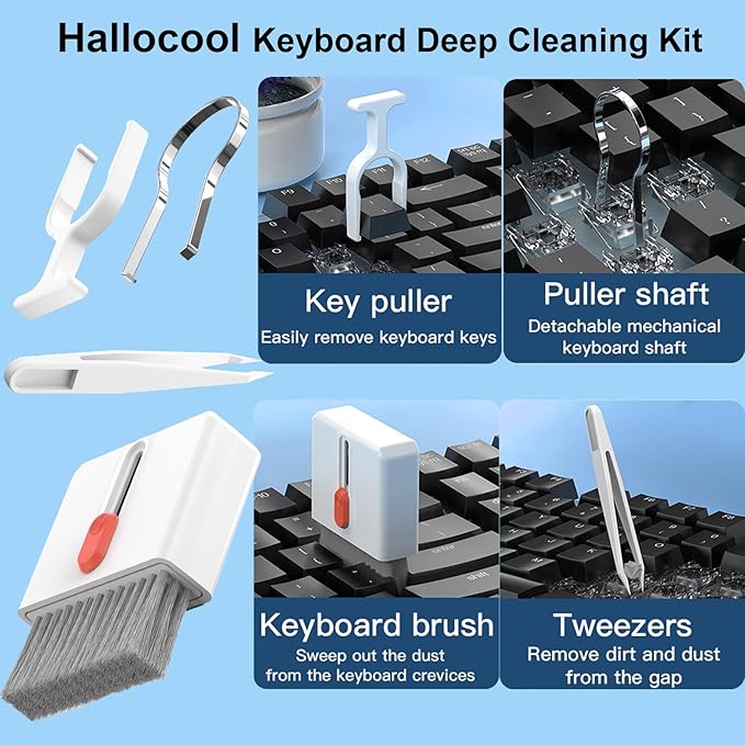 32 in 1 Multi-Functional Cleaning Kit for Electronics Devices, Mobile Phones, Computer, Monitor, Earbuds, Headphones, Laptop, Camera, Lens Portable White Electronic Cleaning Kit (Black)