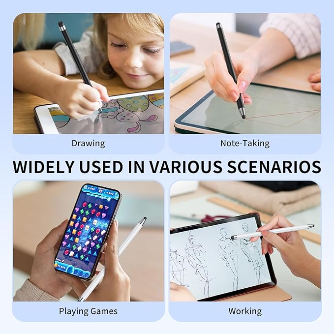 Stylus (10Pcs), Stylus Pen for Touchscreen, High Precision and Sensitivity Stylus Pen for Android Smartphone and Tablets, Compatible with Capacitive Touch Screen (Light Cyan)
