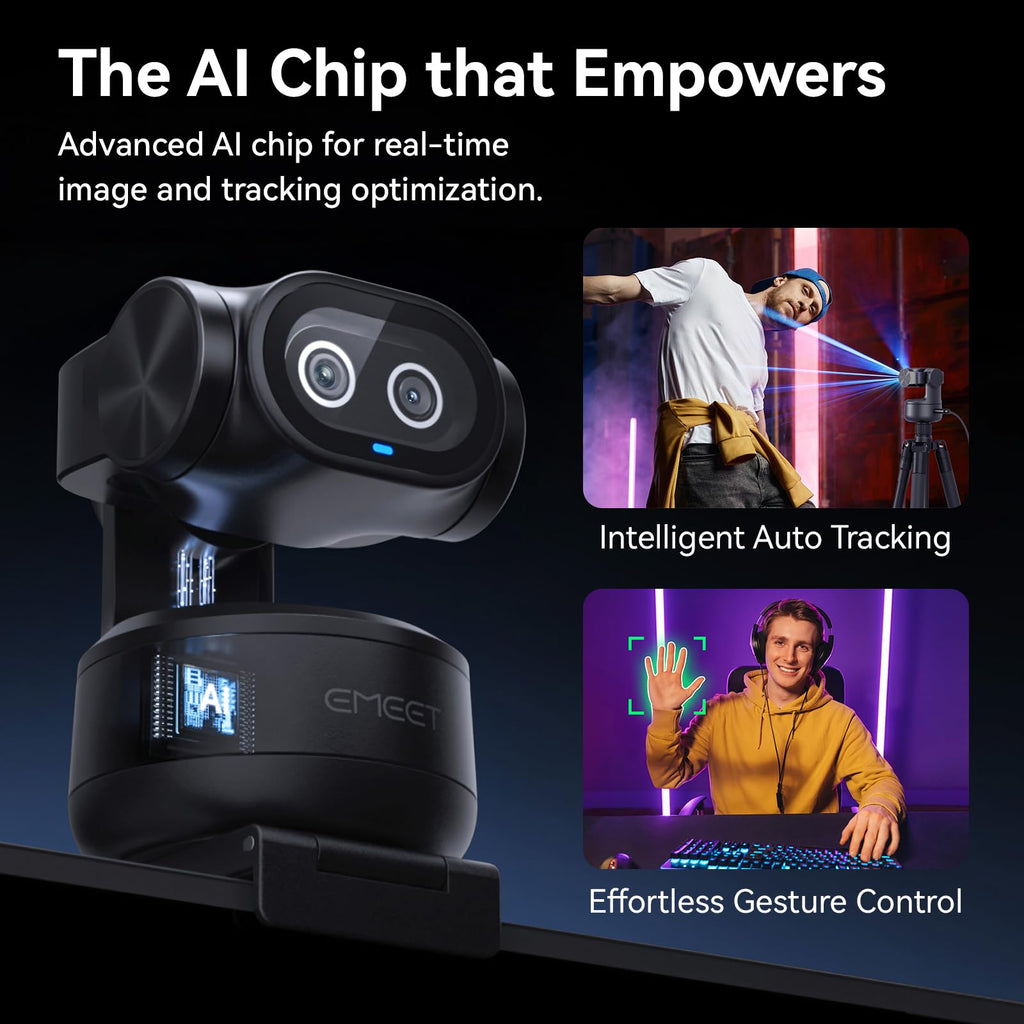 EMEET PIXY Dual-Camera AI-Powered PTZ Camera 4K, AI Tracking