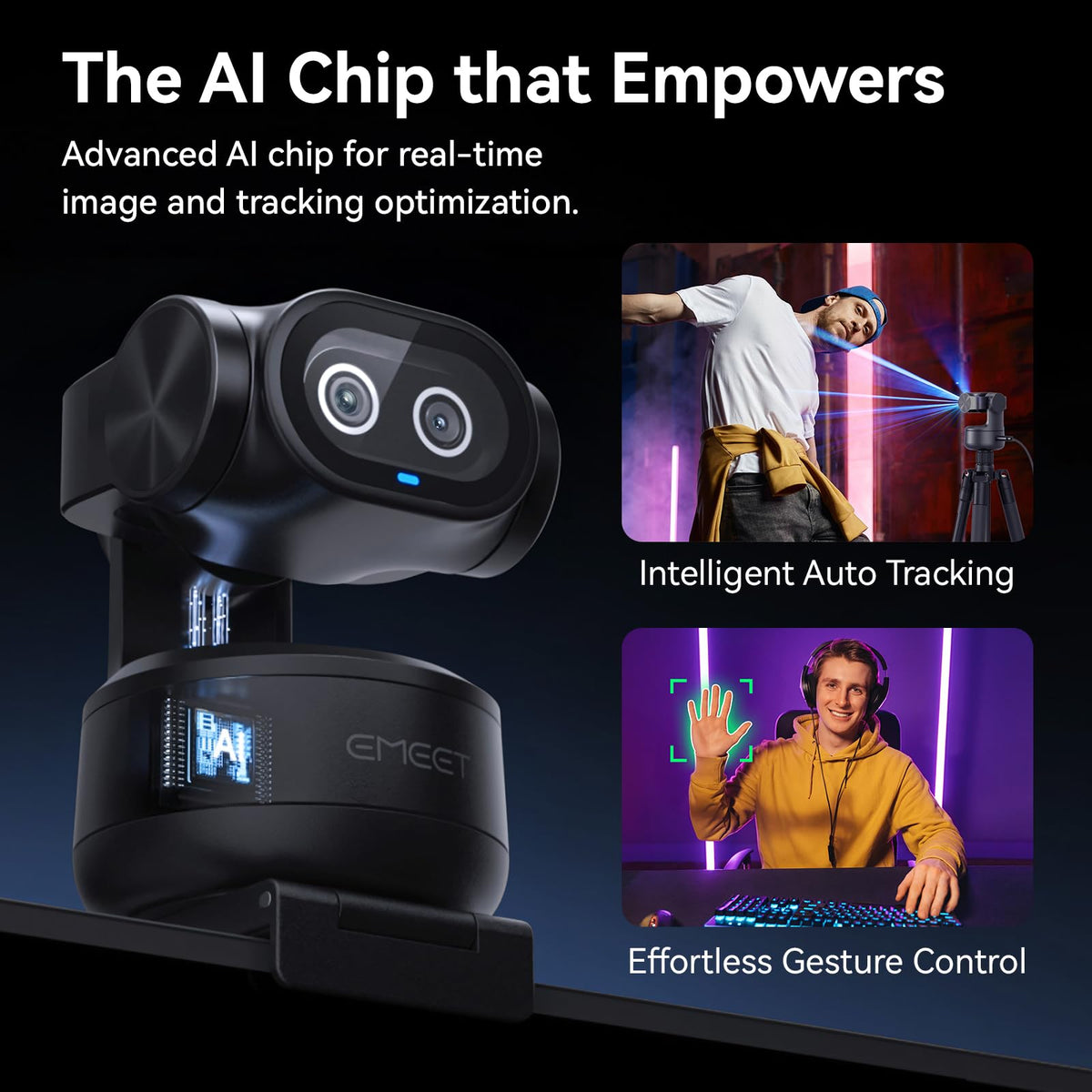 EMEET PIXY Dual-Camera AI-Powered PTZ Camera 4K, AI Tracking