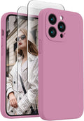 FireNova Designed for iPhone 13 Pro Max Case, Silicone [Camera Protection] Phone Case with [2 Screen Protectors], Soft Anti-Scratch Microfiber Lining Inside, 6.7 inch, Lilac Purple