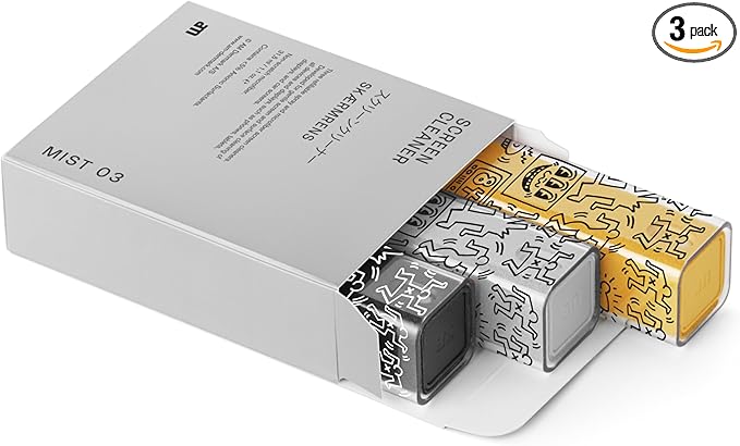 am Screen Cleaner Mist Spray with Microfiber Cloth Around – Alcohol-Free, Streak-Free Screen Cleaning Kit for Smartphones, Tablets, Laptops, Smart TVs & Car Screens, 3 Pack, Keith Haring