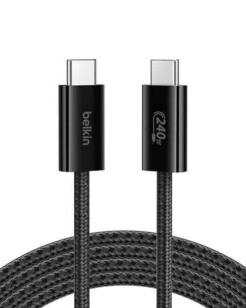 Belkin USB C to USB C 240W Braided Cable 6.6ft Fast iPhone Charger Cord