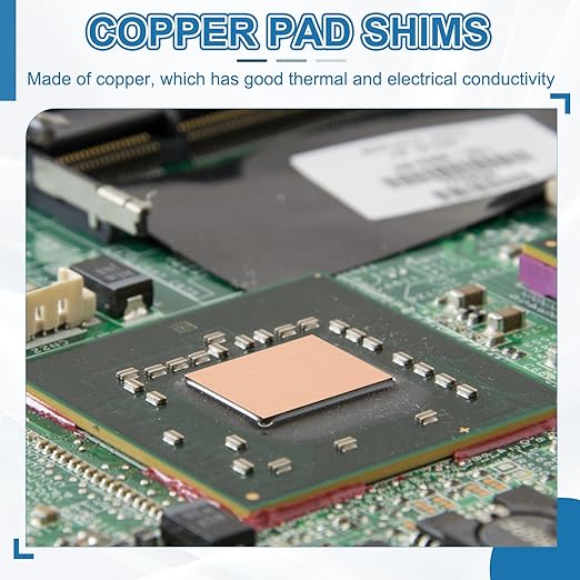 PATIKIL Copper Heatsink Pad Shims, 24 Pcs 20x20x0.3mm Copper Pad Shim IC Chipset GPU CPU Thermal Heatsink for Cooling Laptop Desktop Computer