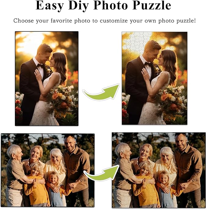 Custom Puzzle, Personalized Puzzle for Photos, Customized Puzzle 120/200/300/500/1000/1500 Pieces for Family, Christmas, Pet, Birthday, Wedding Gift
