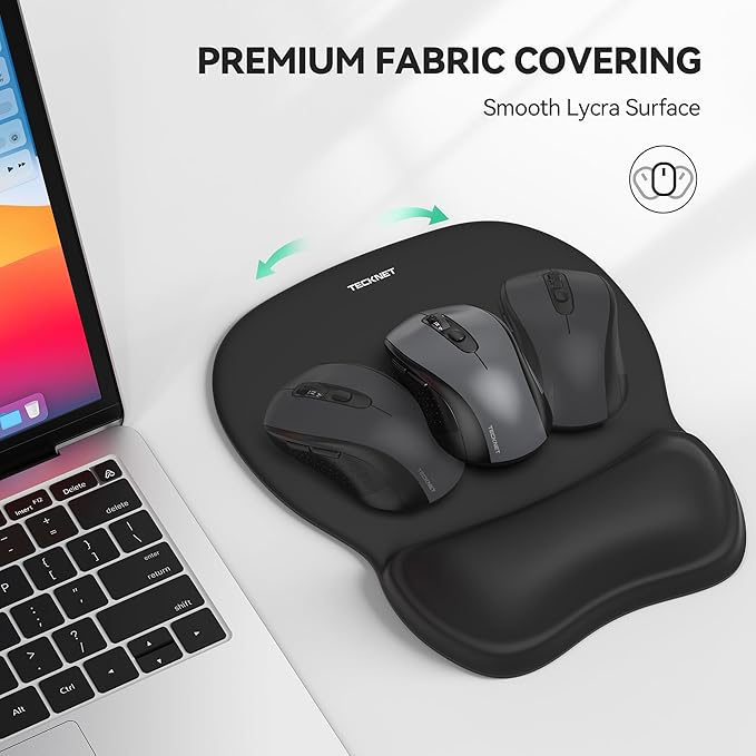 TECKNET Gel Mouse Pad with Wrist Rest, Ergonomic Office Mousepad with Wrist Support - Non-Slip & Smooth Surface Comfortable Desk Accessories Mat for Office, Gaming and Study - Charcoal Black