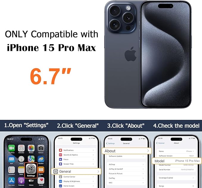 Designed for iPhone 15 Pro Max Case Compatible with Magsafe Cover Camera Lens Protector Military Grade Protection Shockproof Soft TPU Slim Magnetic Phone Case for iPhone 15 Pro Max Black