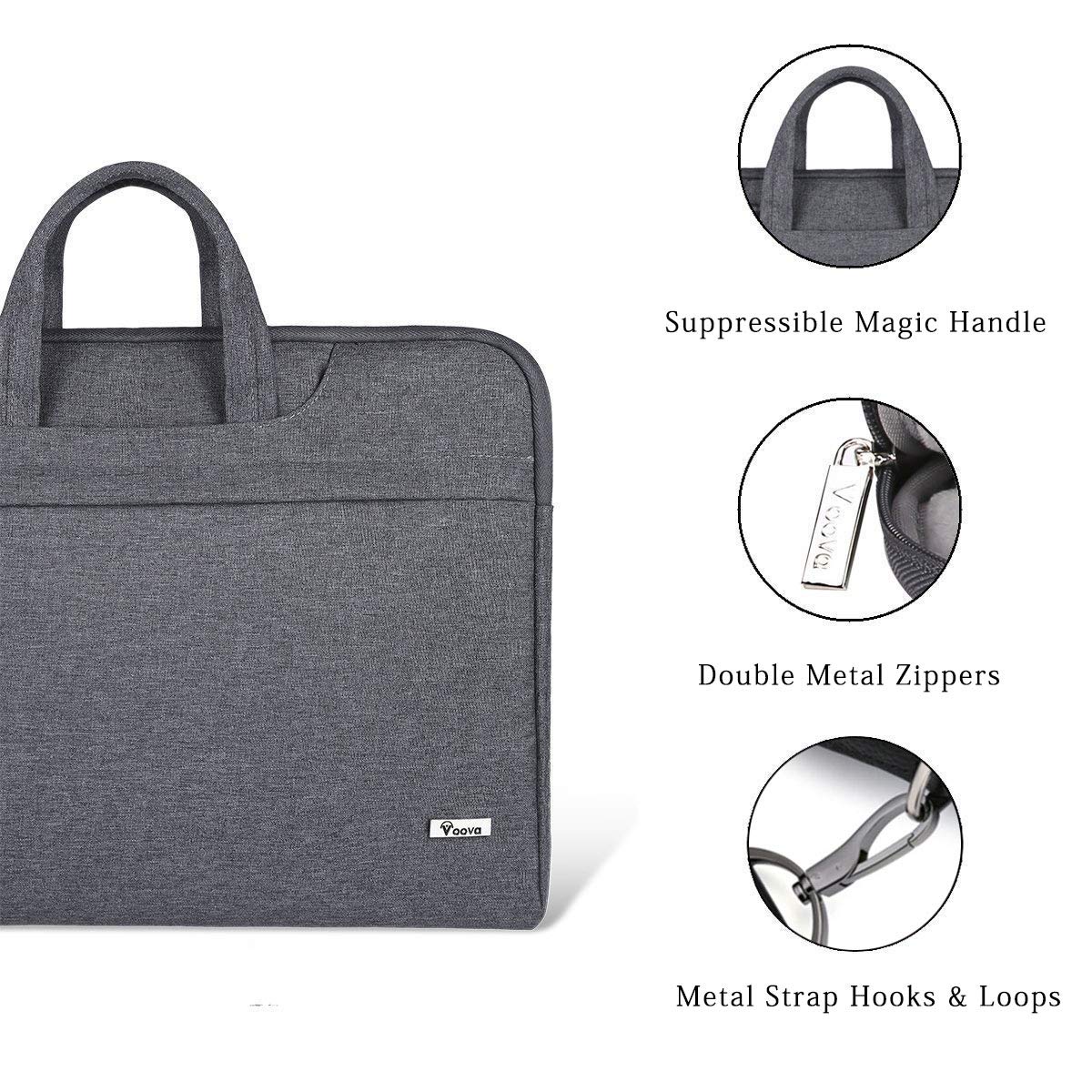 Voova Laptop Bag 15.6 Inch, Waterproof Computer Sleeve Carrying Case with Shoulder Straps & Handle Compatible with Macbook Air 15 M2/M3/M4, MacBook Pro 15/16, 15-16 Inch Hp Dell Lenovo Asus, Grey