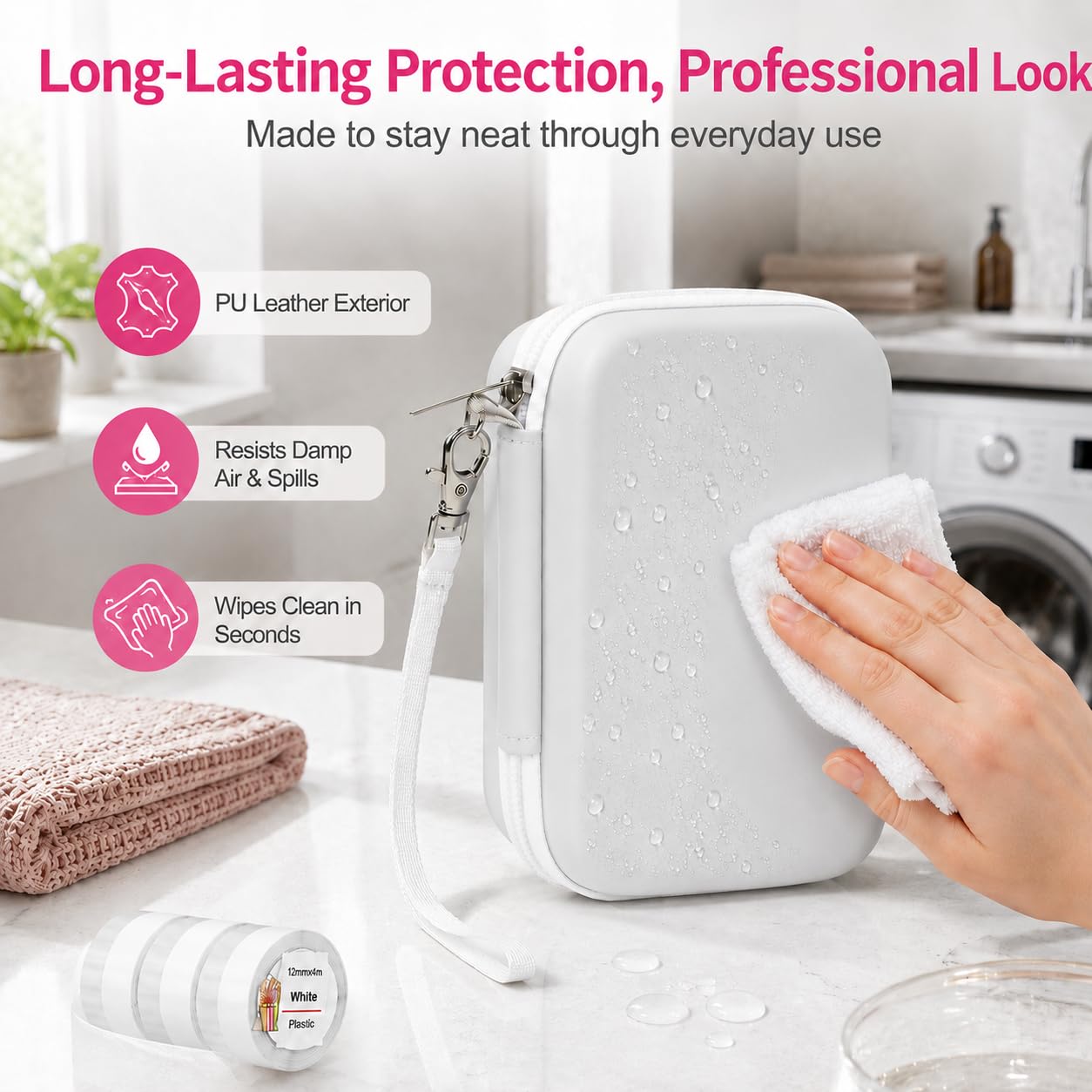 PAIYULE Hard EVA Case for Phomemo D30/D35 for Nelko P21 Label Maker (White)
