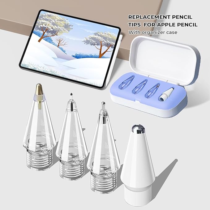 4Pack Replacement Pencil Tips for Apple Pencil Pro,Upgraded Pencil Tips Fit for Apple 2nd 1st Gen USB-C,Wear-Resistant & Precise Control Needle Pencil Tips with Case,IPad Pro Pencil Sets