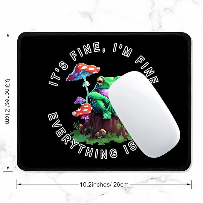 ITNRSIIET Mouse Pad with Stitched Edge Premium Textured Smooth Precise Operation Waterproof Washable Non-Slip Rubber Base Desktop Protection Mat, 10.2×8.3×0.12 inches, Lonely Frog