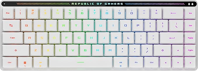 ASUS ROG Falchion RX Low Profile 65% Wireless Gaming Keyboard with ROG RX Red Low-Profile switches, tri-Mode Connection with ROG SpeedNova, Silicone dampening Foam, Touch Panel, and MacOS Support.