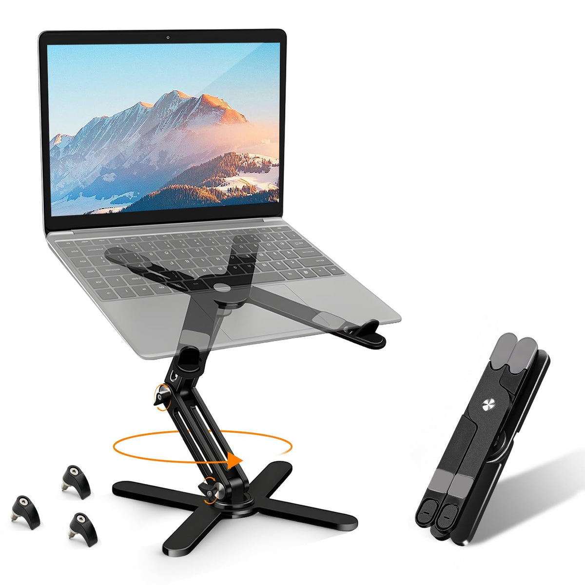 MOALLIA N86 360 Rotating Laptop Stand for Desk with Locking Knobs, Silver