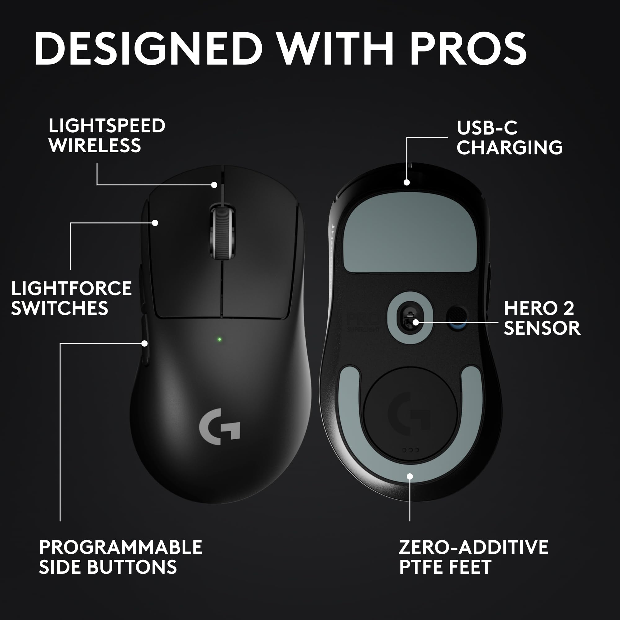 Logitech G PRO X Superlight 2 DEX Wireless Gaming Mouse - Black