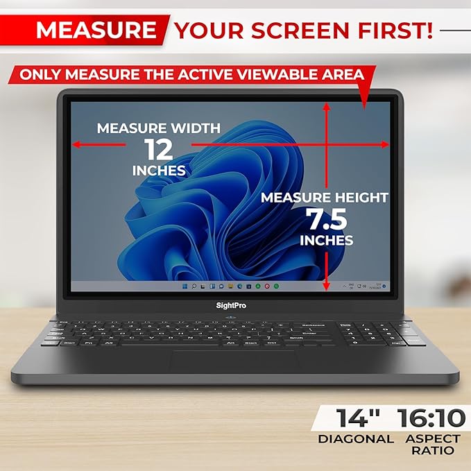 14 Inch 16:10 Laptop Privacy Screen Filter - Computer Monitor Privacy Shield and Anti-Glare Protector