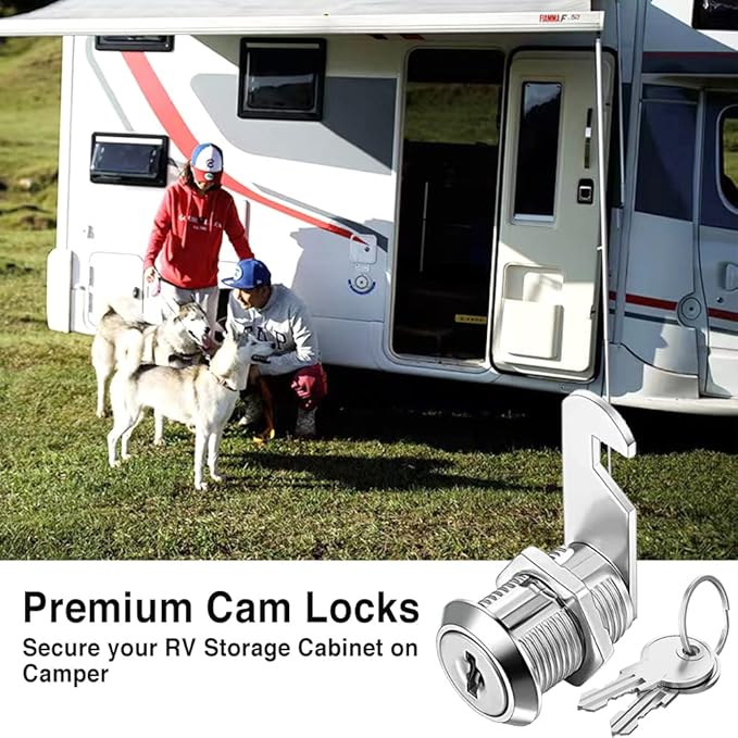 Cam Locks Keyed Alike, 1'' Cabinet Lock Fits on 3/4'' Max Door Thickness, Secure File Drawer Mailbox RV Storage Replacement Set, Zinc Alloy (1 Inch 6Pcs)