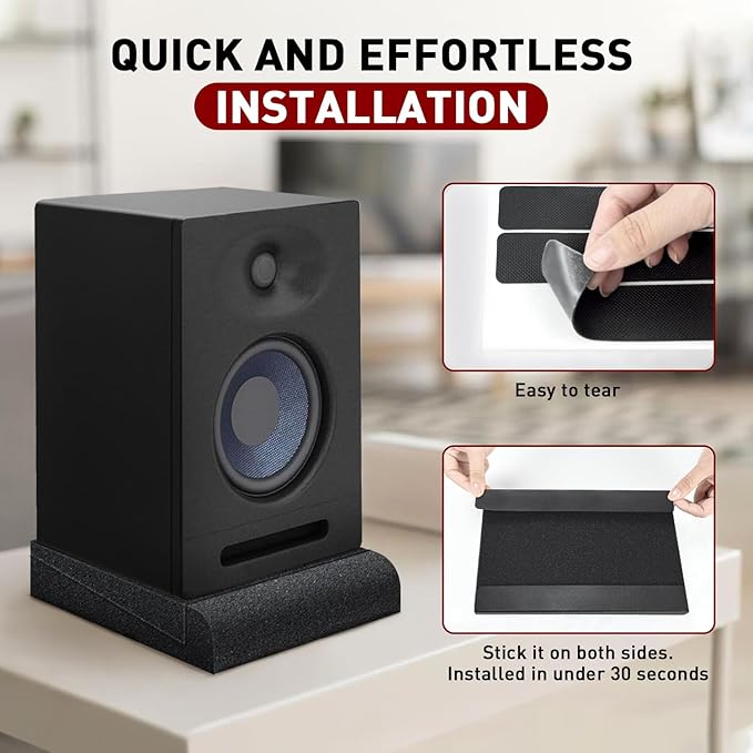 Focusound Studio Monitor Isolation pads for 6-8 Inches Monitors, 2 Pack High Density Acoustic Speaker Isolation Pads Foam