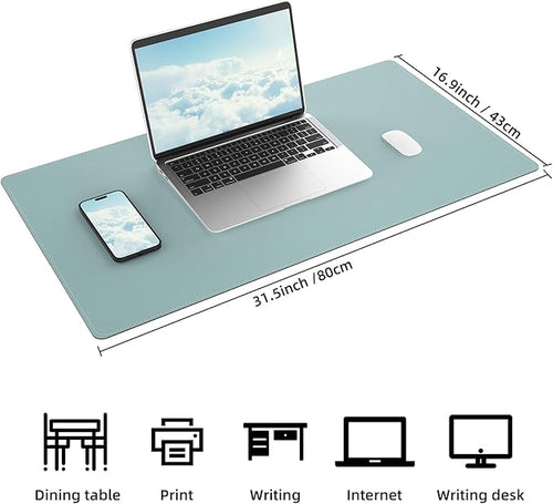 AFIING Cork Desk Mat, 31.5" x 17", Light Blue,Desk pad Protector