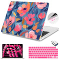 Teryeefi for M5 MacBook Air 15 inch Case M4/M3/M22026 2025 2024 2023 Release A3448 A3241 A3114 A2941, Hard Shell Cover & Keyboard Cover & Screen Protector & OTG Adapter - W-Abstract Pink Flower