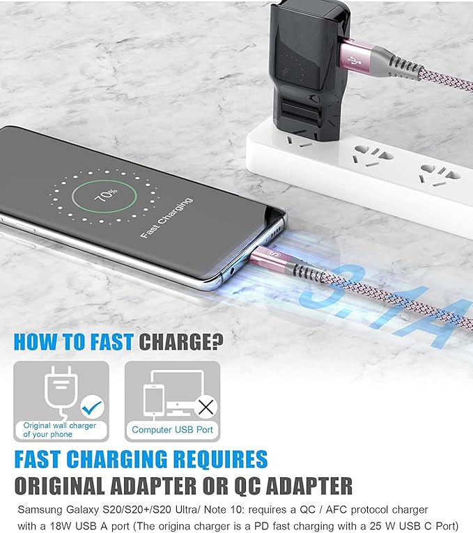 sweguard USB Type C Charger Cable [3-Pack,10ft+6.6ft+3.3ft] iPhone 16 Charger Nylon Braided Cord for iPhone 16 15 Pro Max Plus Samsung Galaxy S24 S23 S22 S21 S20 S10 Note 20 10 A54 Pixel LG Moto PS5