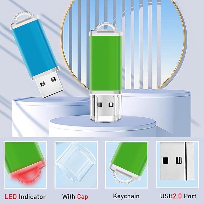 USB Thumb Drive 8GB Flash Drive 50 Pack, Nicepicten FAT32 Memorias USB 2.0 Flash Drive Bulk 8GB Jump Drives Multiapck Memory Stick with 50PCS Lanyards (Mixcolor 50 Pack, 8 GB)