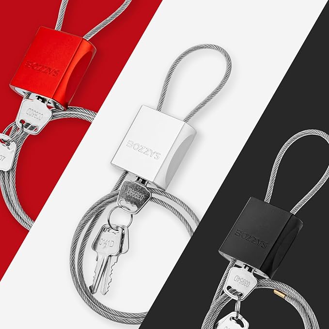 Cable Lock with 3 Keys | L 3.28ft(1m),D 1/6in(4mm) Adjustable Steel Cable Padlock | Aluminum Locks for Bikes, Gate, Lockers & Outdoor Gear | Weatherproof & Red