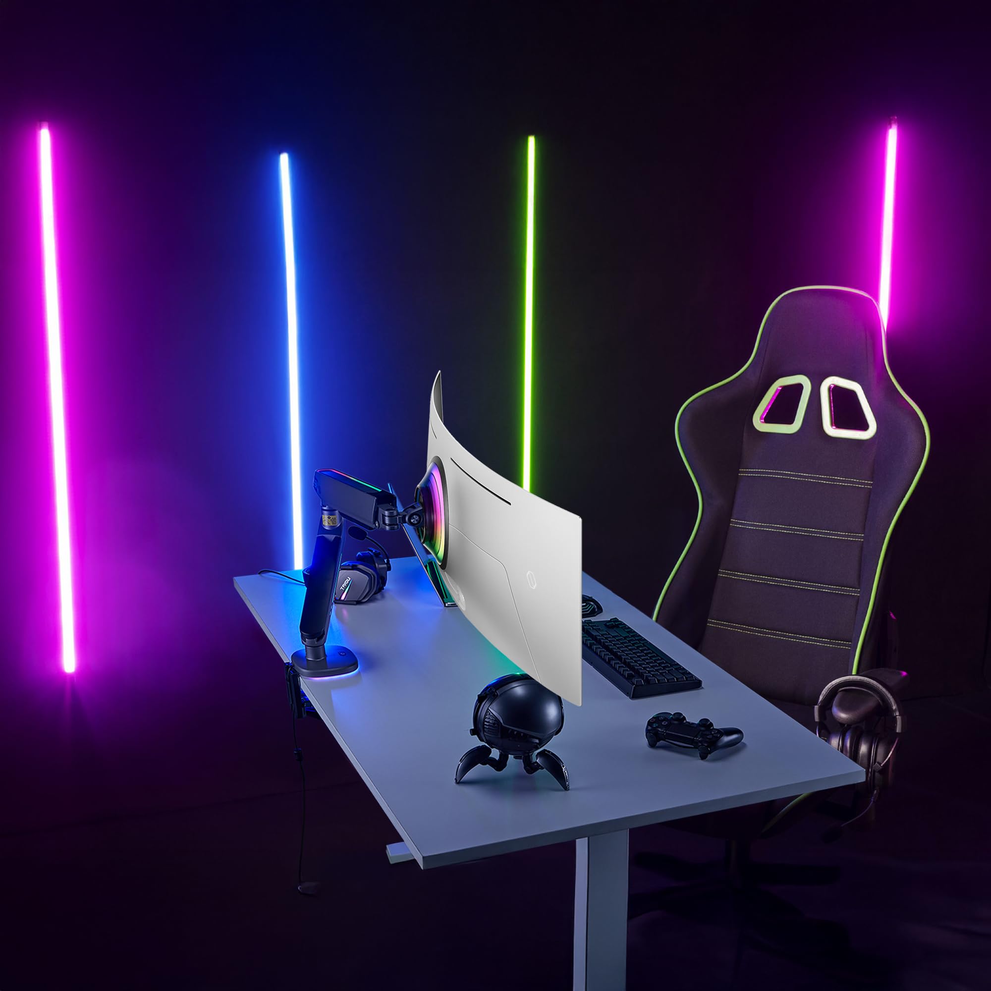 AVLT Single 27”-45” RGB Gaming Monitor Arm Desk Mount -Black