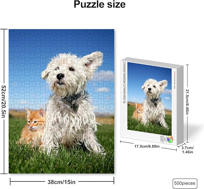 Custom 500 Piece Puzzle for Father's Day, Personalized Puzzle from Photos, Make a Puzzl e from a Photo, Wooden P-uzzle Jigsaw for Dad, Family, Wedding, Kids, Pet(15 * 20.5In Vertical)