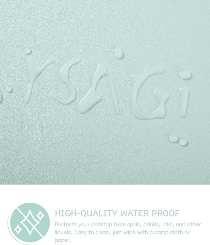 YSAGi Non-Slip Leather Desk Pad, Waterproof Laptop Computer Desk Keyboard Mat, Table Protector Blotter Mat, Large Mouse Pad for Office/Work/Home/Decor(Mint Green, 23.6" x 13.7")