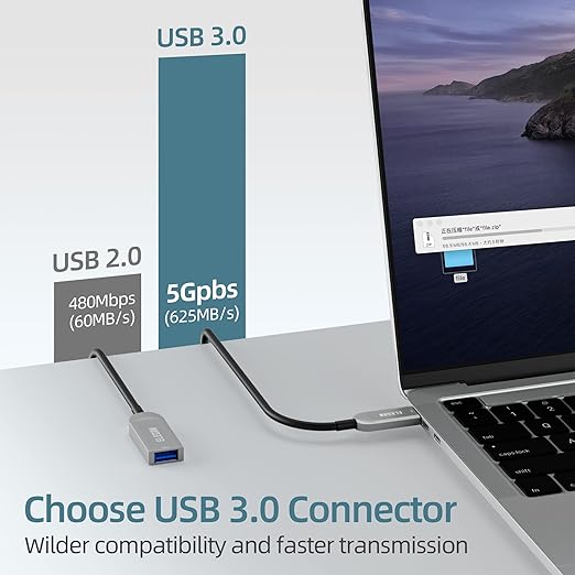 Elecan Active Optical USB 3.0 Extension Cable 50 FT Fiber Optic Type A Male to Female USB Extension Cord USB Extender 5Gbps Data Transfer for Webcam,Gamera, USB Hub, Keyboard, Hard Drive, Printer