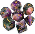 QMAY DND Dice Set -D&D Polyhedral Dice (7 Pcs) for Dungeons and Dragons (Purple Green Four Colors)
