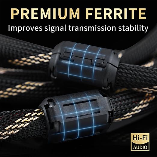12 AWG Audiophile HiFi Speaker Audio Cable–4N OFC Core,24K Gold-Plated Banana Plugs with Nylon Braid,Compatible with Amplifier,Speakers,AV Receiver & Home Theater(6.56ft/2m) 2-Pack