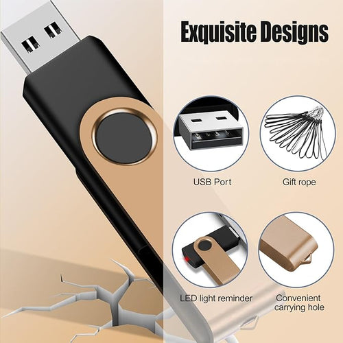 8GB 20-Pack USB Flash Drives Bulk EASTBULL USB 2.0 Thumb Drive,Gold