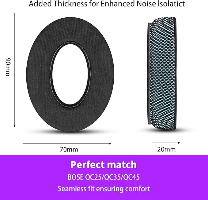 Ice Gel Headphones Replacement Ear Pads for Bose qc45 Replacement Ear Pads - qc35&qc35 ii Replacement Ear pads/qc25 Replacement Ear Pads - Black/Blue