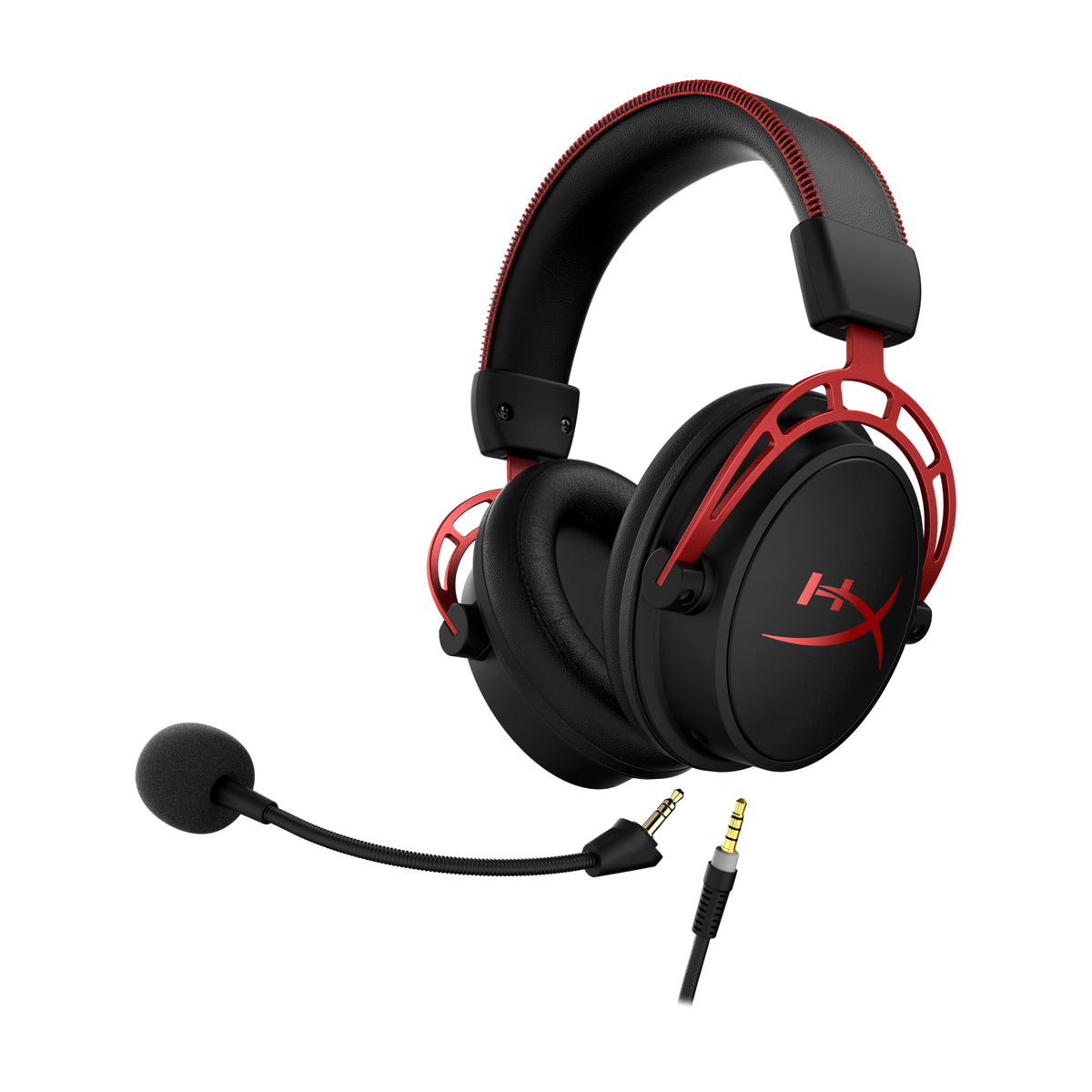 HyperX Cloud Alpha - Gaming Headset, Dual Chamber Drivers, Legendary Comfort, Aluminum Frame, Detachable Microphone, Works on PC, PS4, PS5, Xbox One, Xbox Series X|S, Nintendo Switch and Mobile – Red