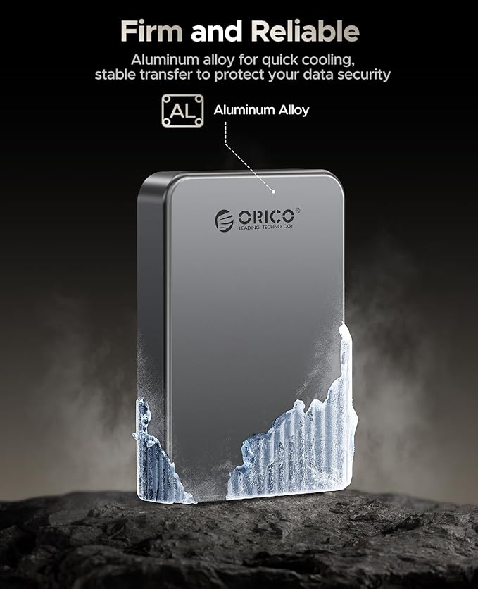 ORICO 1TB Magnetic Portable SSD, Metal Body, 4K 120 fps ProRes HDR Record and Store, Up to 460MB/s, USB C&A 2 in 1 Cable, External SSD Compatible with iPhone 16 Pro Max, Tablet, Computer - K5PLUS