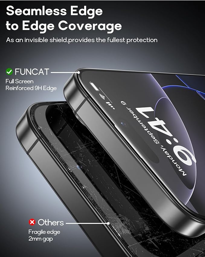 3 Pack for iPhone 15 Tempered Glass Screen Protector:9H+ Durable, Auto Positioning, Bubble Free, High Definition, Easy Installation