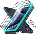 ESR 3+1 Pack for iPhone 15 Pro Screen Protector, [9H Hardness] [Military Grade Shatterproof] Full Coverage Ultra-tough Tempered Glass Film with Easy Installation Frame, 1 Set of Camera Lens Protector