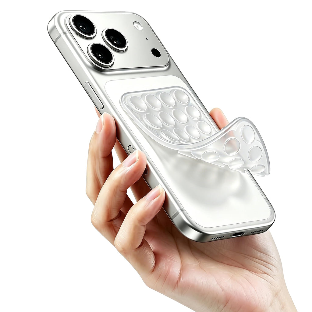 DreamsLink.LC Silicone Double-Sided Suction Phone Detachable Mount, Fidget Sticky Grip Hands-Free for Makeup, Gym, Cooking, ASMR/TikTok Recording & Selfie, Content Creator Trendy Gift (Clear,Small)