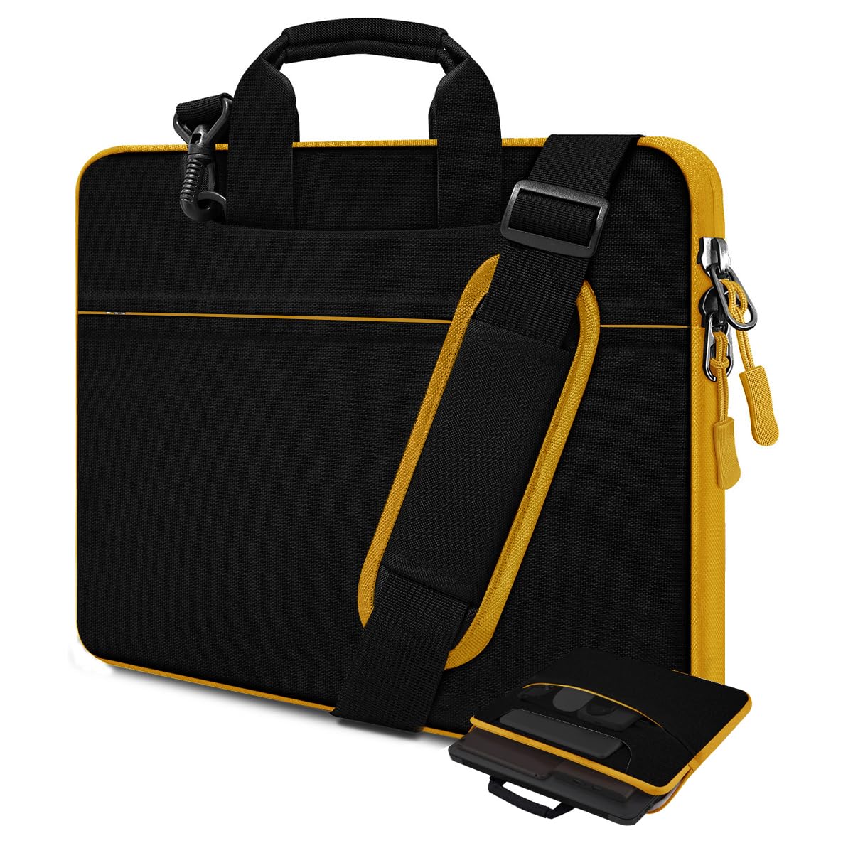 Hseok Laptop Case 15.6 inch Shoulder Bag with Strap,Black