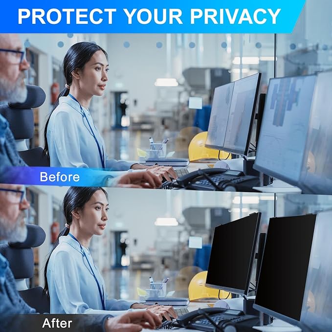Magnetic 27 Inch Privacy Screen for Computer Monitor 16:9 Aspect Ratio, Hanging Removable Anti-Blue/Glare Protector Film, Anti Spy Desktop Security Private Filter 27in