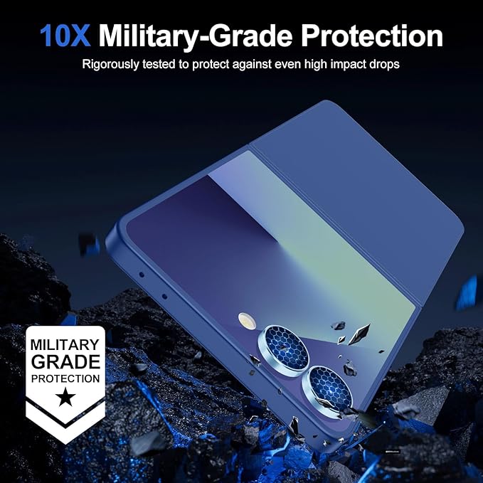 for Samsung Galaxy Z Flip 7 Camera Lens Protector, Individual Metal Ring Tempered Glass Lens Cover, [Strong Adsorption] Scratch Resistant Ultra-Thin HD Clear Lens Cover, 1 Set-Blue Ring