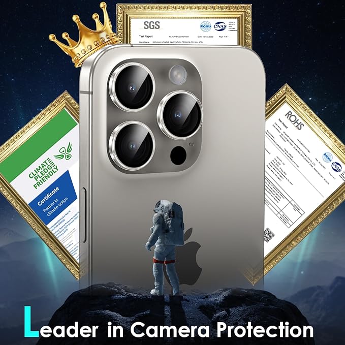 YWXTW Camera Lens Protector for iPhone 15 Pro/iPhone 15 Pro Max, [1 Step Installation Tray] HD Clear Individual Camera Cover Tempered Glass Screen Protector Accessories, Case Friendly(Clear)