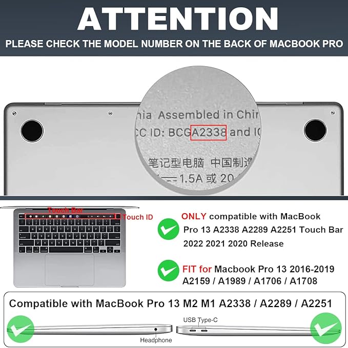 for MacBook Pro 13-inch Case 2022 2021 2020-2016 Release M2 M1 Chip A2338 A2251 A2289 A2159 A1989 A1706, Pattern Plastic Hard Shell Keyboard Cover Screen Film Webcam Cover, Sunset Glow Waves