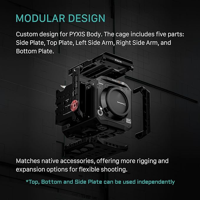 Tilta Camera Cage Base Kit Compatible with Blackmagic Pyxis 6K/ Pyxis 12K| Includes Full Cage, Top Handle, Side Handle, Side Plate, Bottom Plate & Mini Tool | ES-T21-A