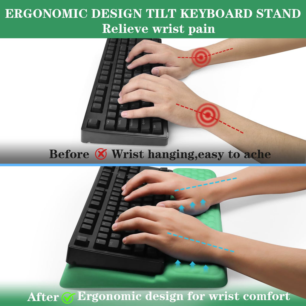 Ergonomic Computer Keyboard Stand with Wrist Rest Support Pad, Green