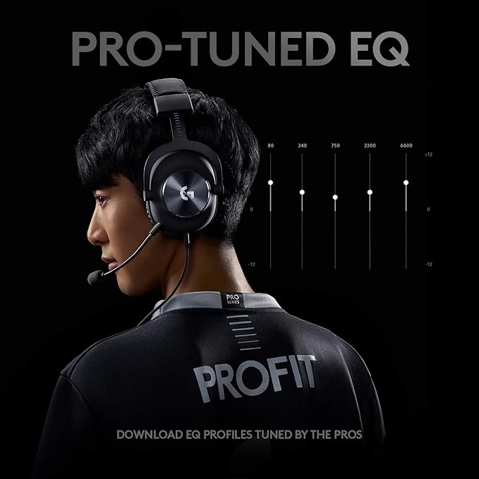 Logitech G Pro X Wired Gaming Headset: Blue VO!CE Detachable Boom Mic, DTS 7.1, 50 mm Drivers, USB/3.5mm Aux, Spare Memory Foam Ear Pads, USB DAC & Bag Included - Black