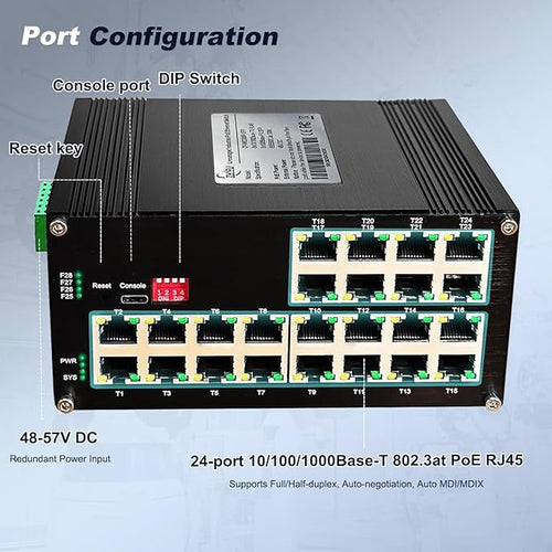24-Port L2+ Managed PoE Gigabit Network Switch